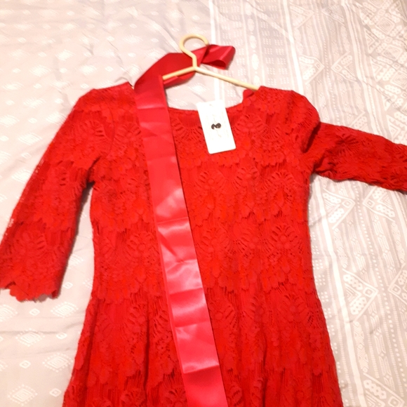 Beautiful Hot Pink Dress Lace dress! Not the red shade. See first Pic! Brand New - Picture 3 of 5